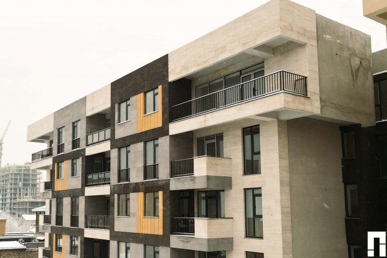 Exterior view of completed residential building on Gevorg Vardanyan Street in Yerevan.