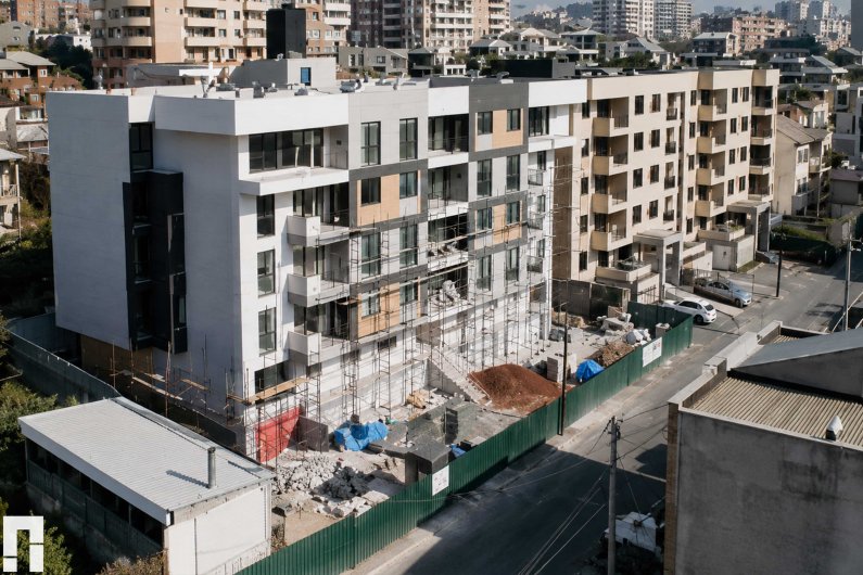 Facade work and scaffolding at Gevorg Vardanyan.