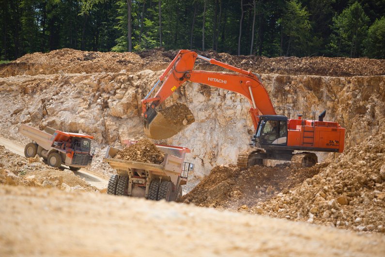 Hitachi mining excavators and trucks
