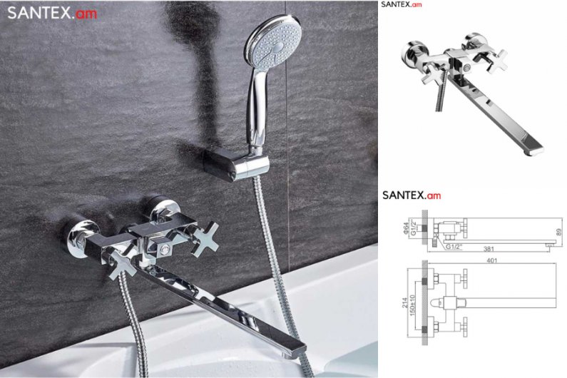 смеситель для ванной из латуни с душем