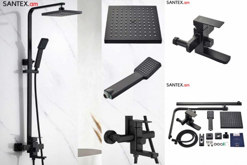 душевая система из нержавейки черная