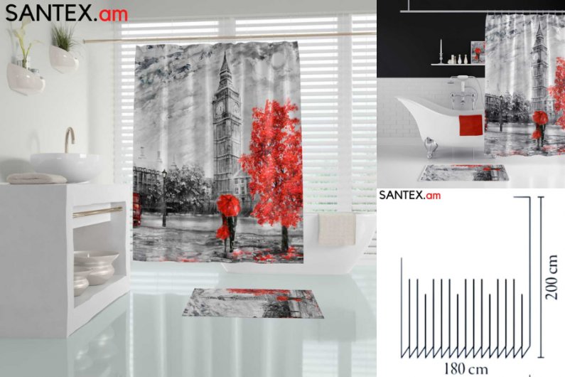 шторка и коврик для ванной