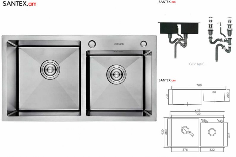 двойная мойка для кухни из нержавейки