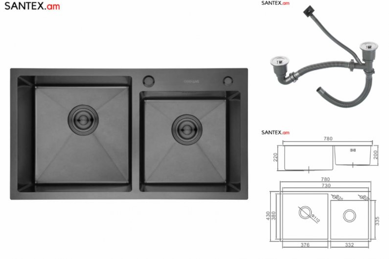 двойная мойка для кухни из нержавейки