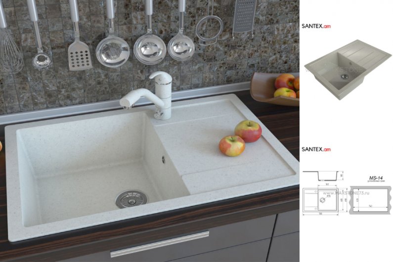 мойки для кухни из искусственного камня