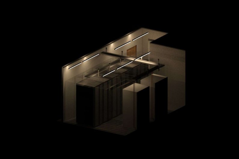 Սերվերային սենյակի 3D մոդել LED լուսավորությամբ