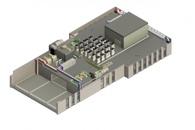 ենքի տանիքի HVAC և ինժեներական համակարգերի 3D մոդել